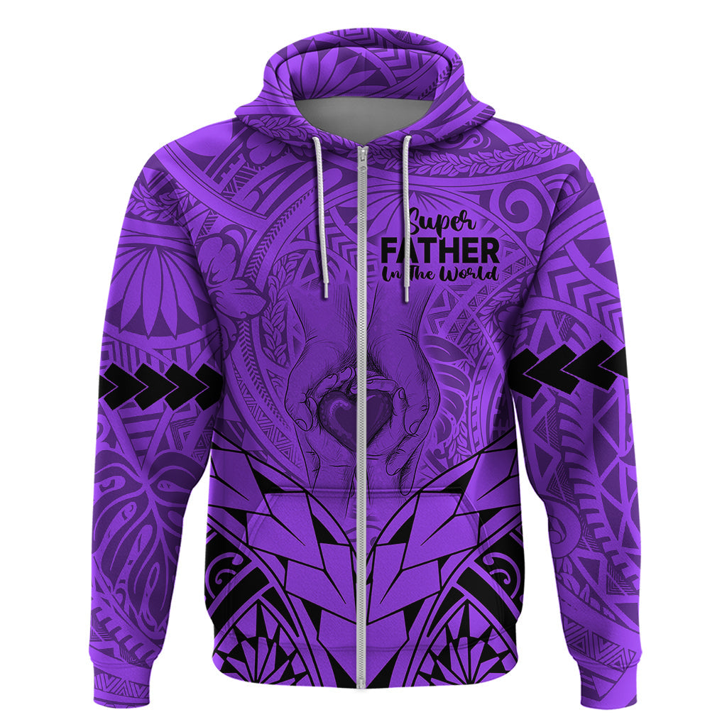 Polynesian Father's Day Gift For Dad Hoodie Super Father In The World - Purple Polynesian Pattern LT9