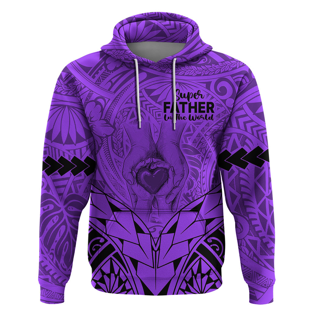 Personalised Polynesian Father's Day Gift For Dad Hoodie Super Father In The World - Purple Polynesian Pattern LT9