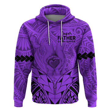 Personalised Polynesian Father's Day Gift For Dad Hoodie Super Father In The World - Purple Polynesian Pattern LT9