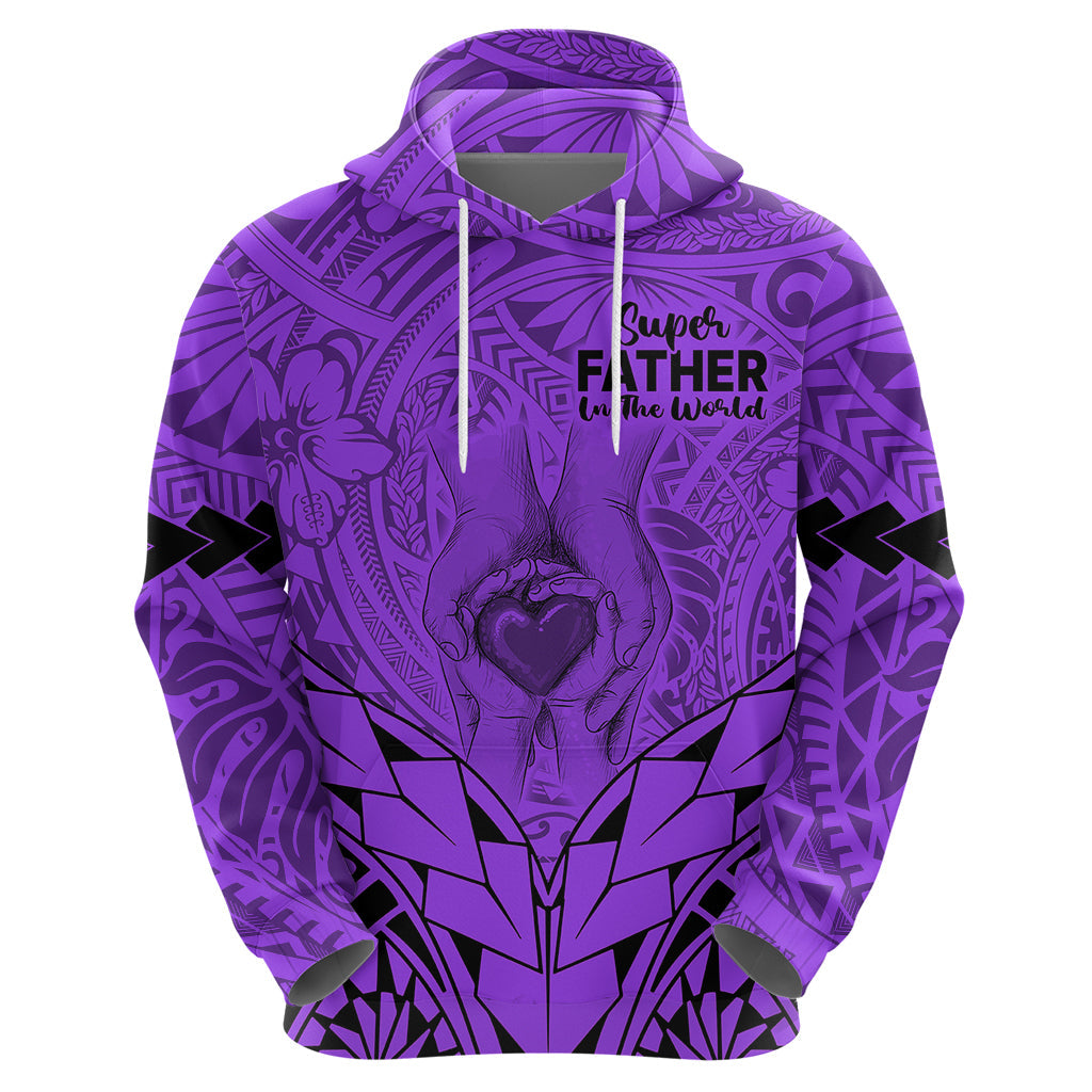 Personalised Polynesian Father's Day Gift For Dad Hoodie Super Father In The World - Purple Polynesian Pattern LT9