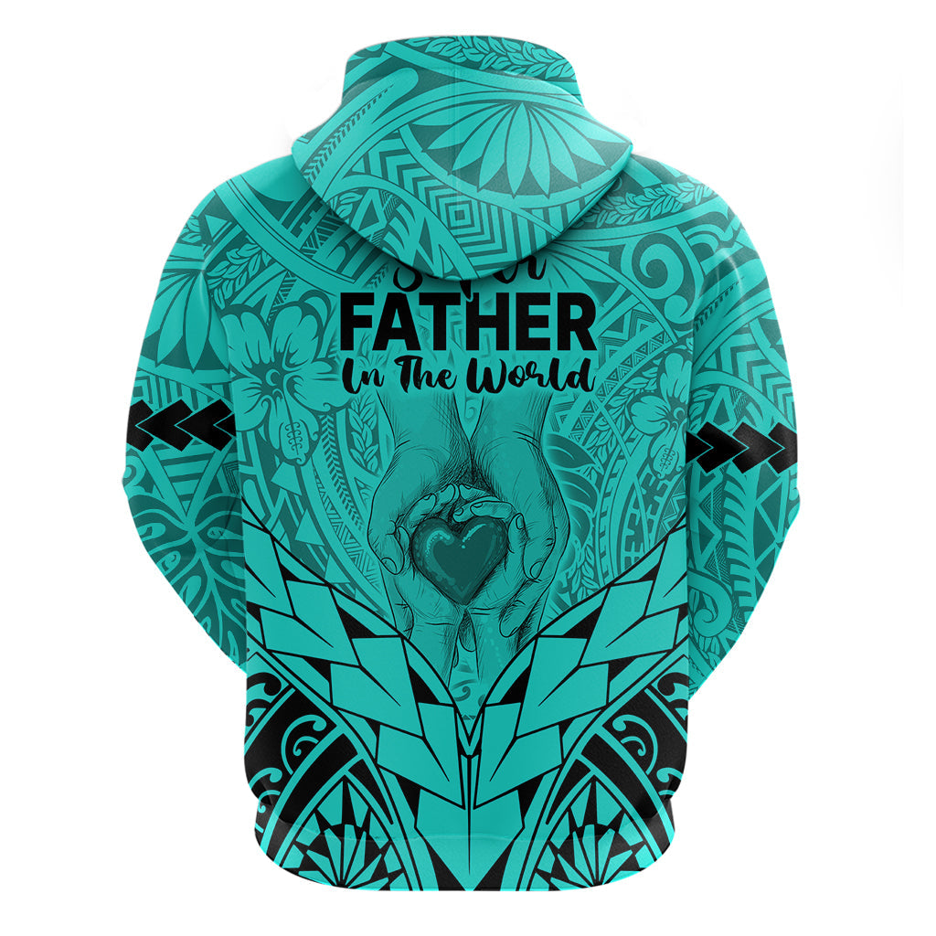Polynesian Father's Day Gift For Dad Hoodie Super Father In The World - Turquoise Polynesian Pattern LT9