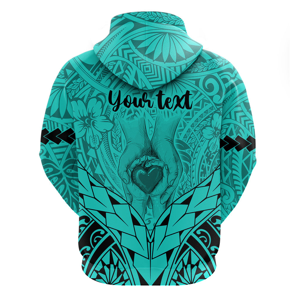 Personalised Polynesian Father's Day Gift For Dad Hoodie Super Father In The World - Turquoise Polynesian Pattern LT9