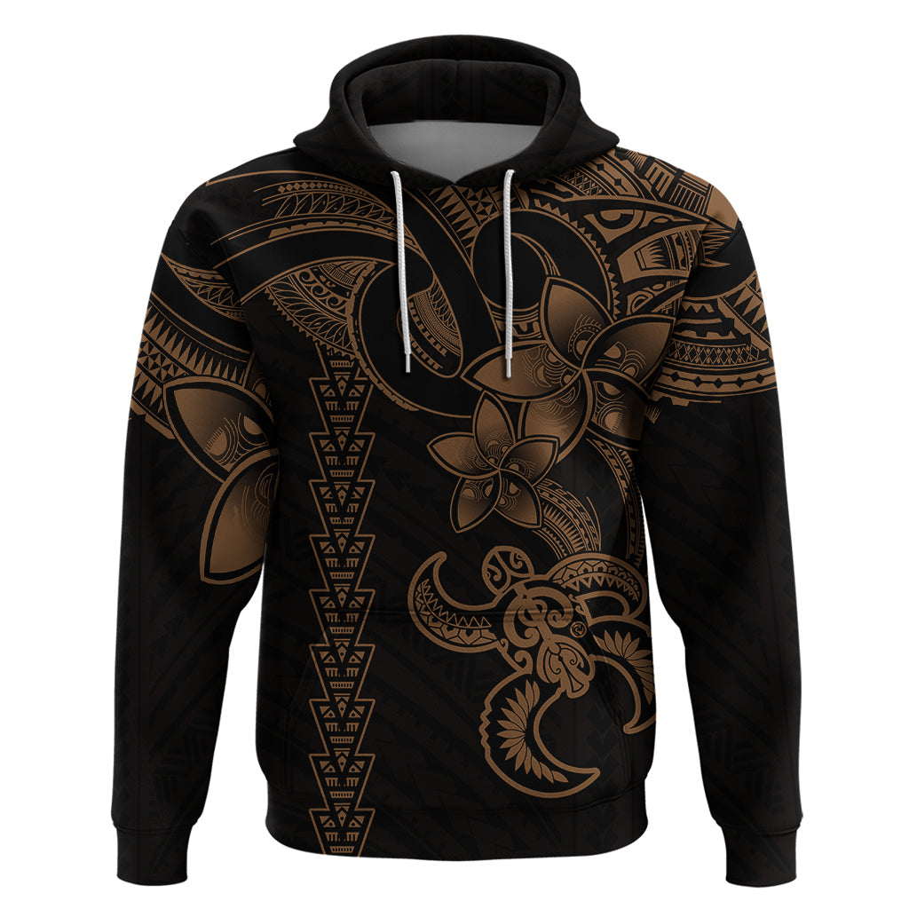 Hawaiian Tribal Hoodie Polynesian Kakau Turtle - Gold LT9