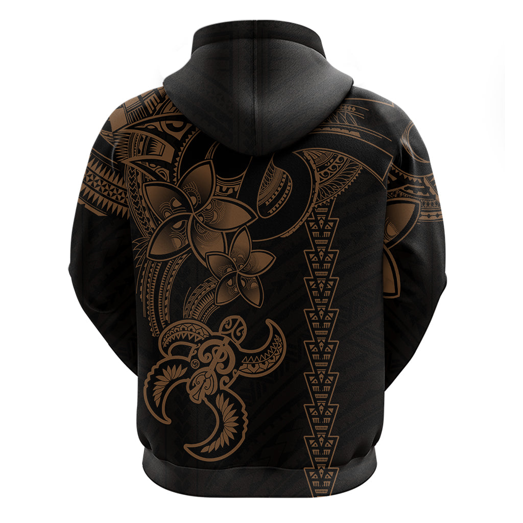 Hawaiian Tribal Hoodie Polynesian Kakau Turtle - Gold LT9