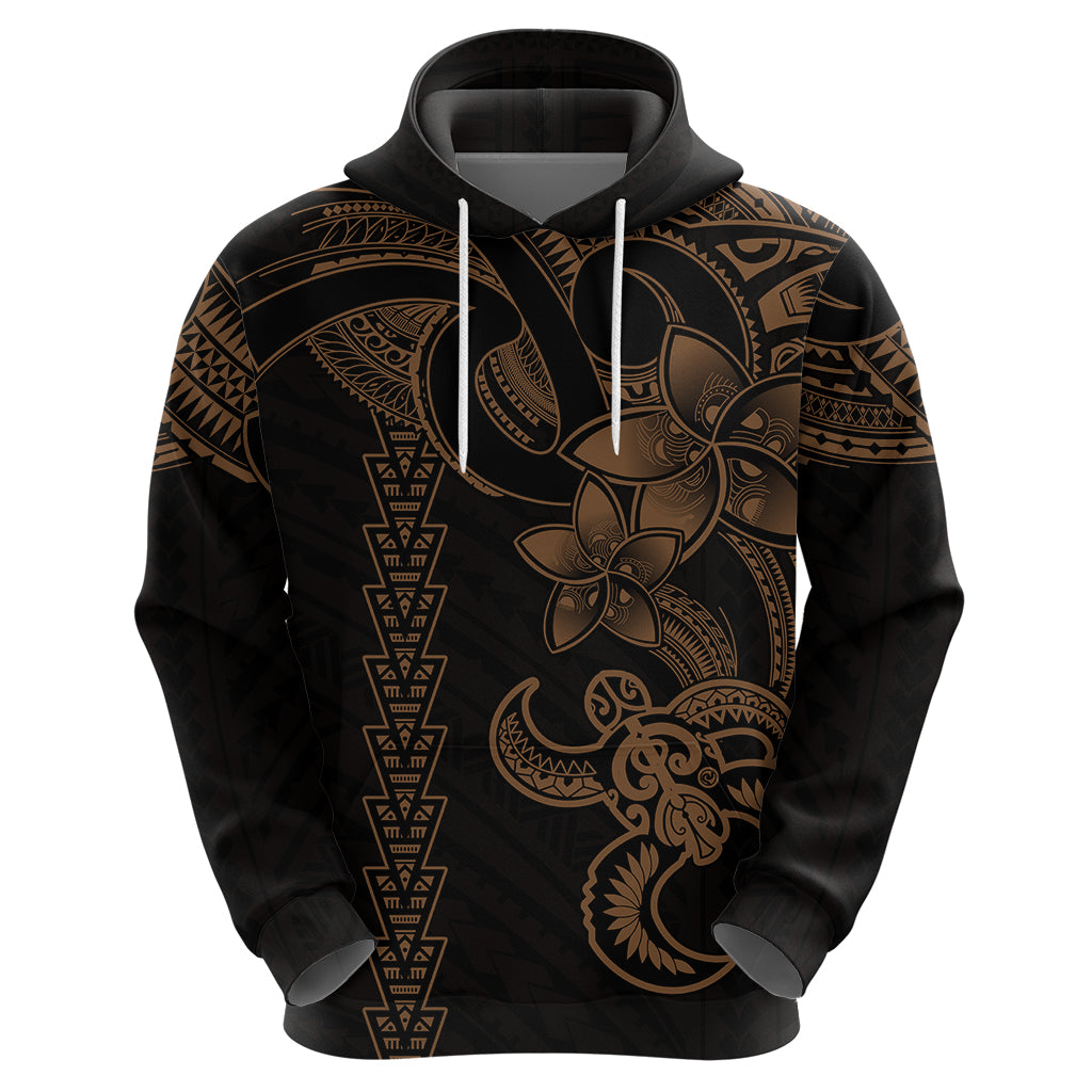 Hawaiian Tribal Hoodie Polynesian Kakau Turtle - Gold LT9