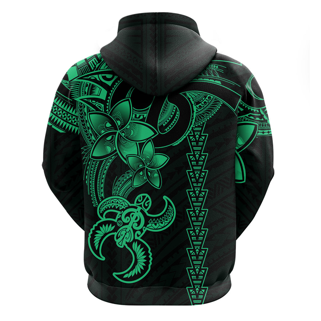Hawaiian Tribal Hoodie Polynesian Kakau Turtle - Green LT9