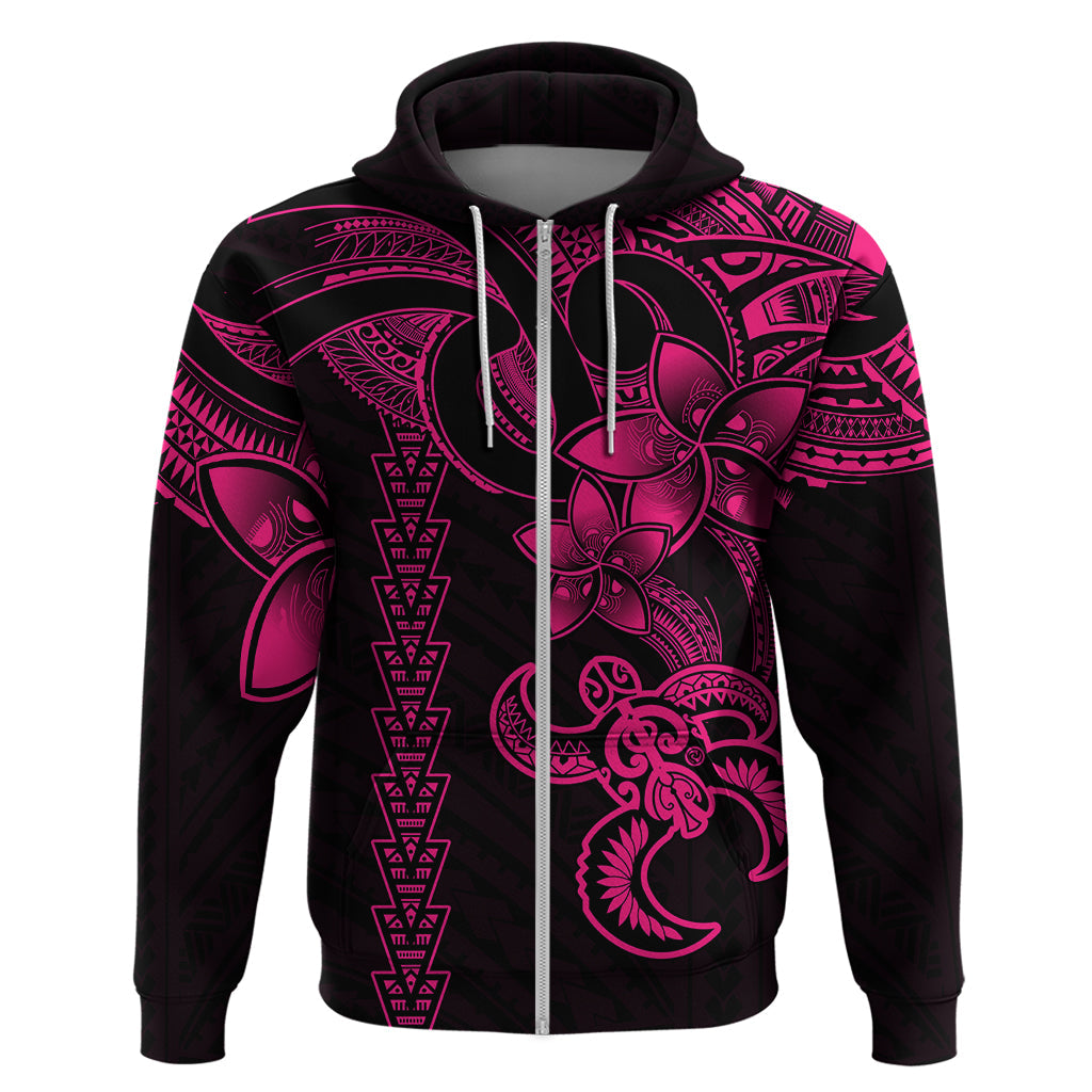 Hawaiian Tribal Hoodie Polynesian Kakau Turtle - Pink LT9