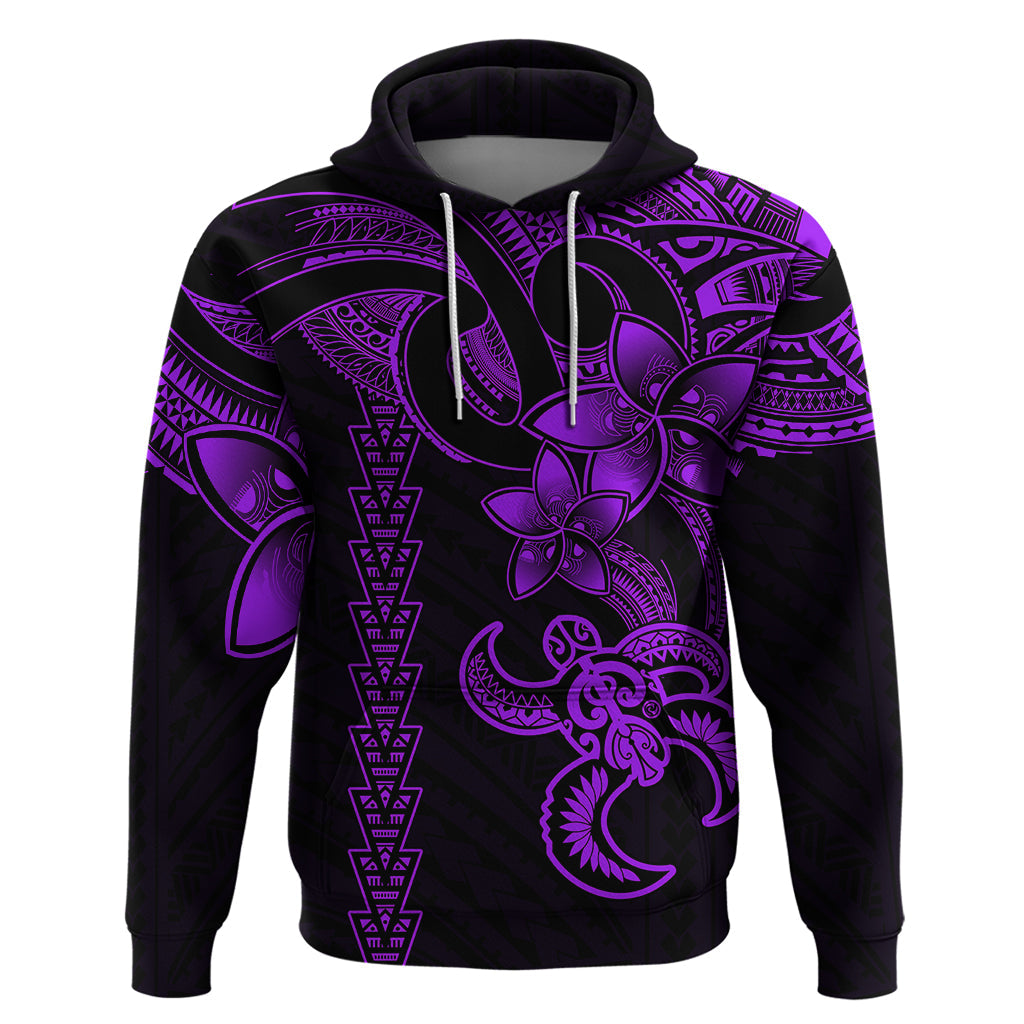Hawaiian Tribal Hoodie Polynesian Kakau Turtle - Purple LT9