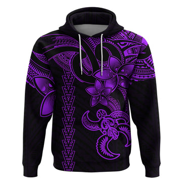 Hawaiian Tribal Hoodie Polynesian Kakau Turtle - Purple LT9