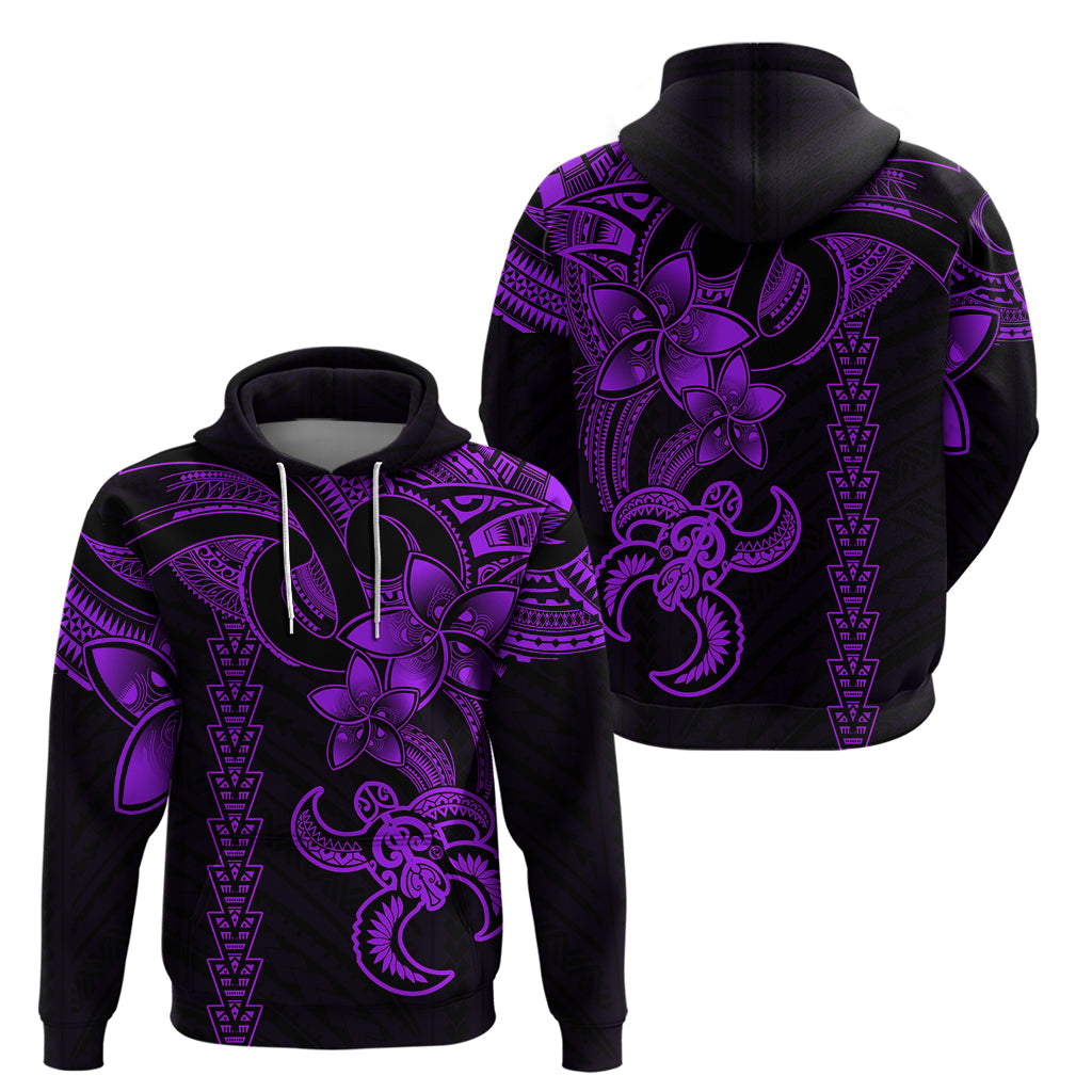 Hawaiian Tribal Hoodie Polynesian Kakau Turtle - Purple LT9