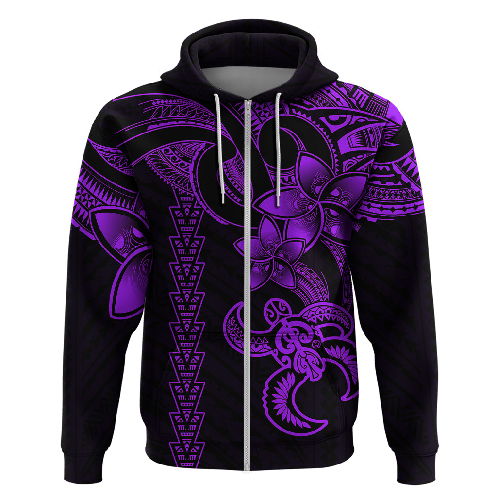 Hawaiian Tribal Hoodie Polynesian Kakau Turtle - Purple LT9