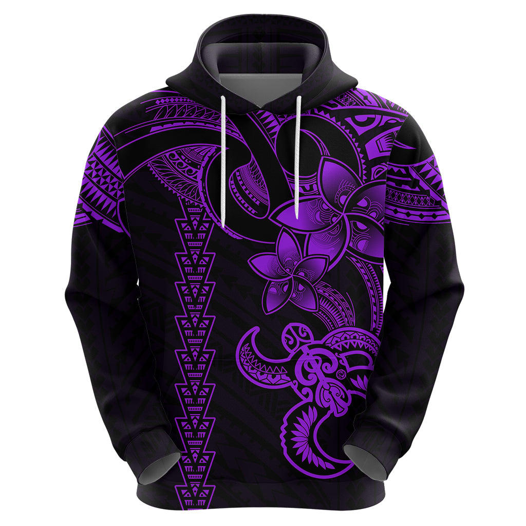Hawaiian Tribal Hoodie Polynesian Kakau Turtle - Purple LT9