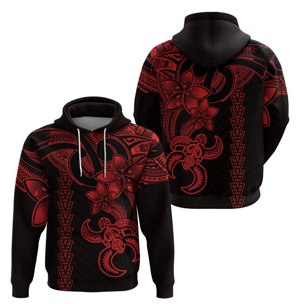 Hawaiian Tribal Hoodie Polynesian Kakau Turtle - Red LT9