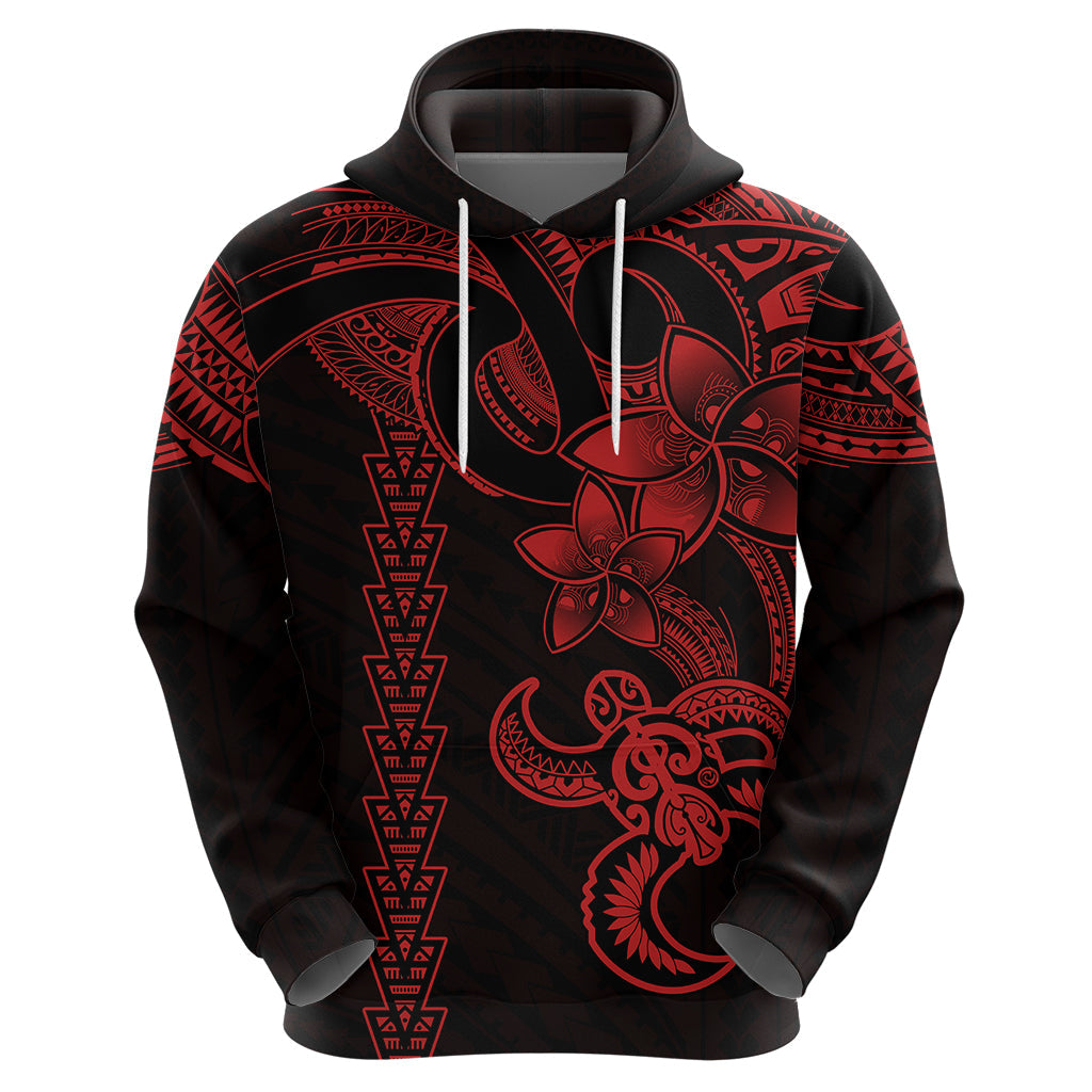 Hawaiian Tribal Hoodie Polynesian Kakau Turtle - Red LT9