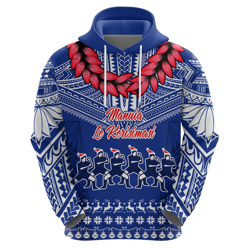 Toa Samoa Christmas Hoodie Samoa Siva Tau Manuia Le Kerisimasi Blue Vibe LT9