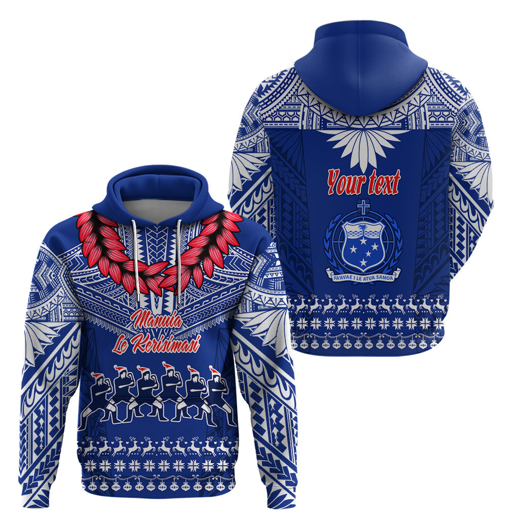 Personalised Toa Samoa Christmas Hoodie Samoa Siva Tau Manuia Le Kerisimasi Blue Vibe LT9