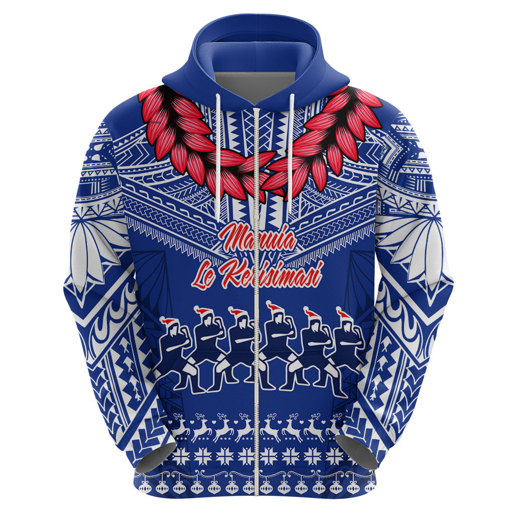 Personalised Toa Samoa Christmas Hoodie Samoa Siva Tau Manuia Le Kerisimasi Blue Vibe LT9