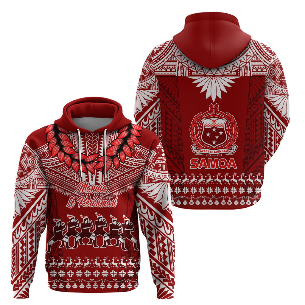 Toa Samoa Christmas Hoodie Samoa Siva Tau Manuia Le Kerisimasi Red Vibe LT9