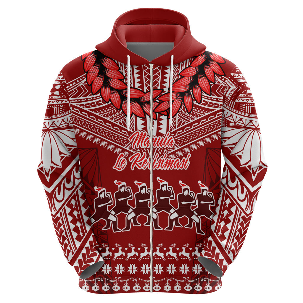 Toa Samoa Christmas Hoodie Samoa Siva Tau Manuia Le Kerisimasi Red Vibe LT9