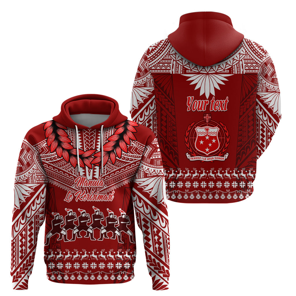 Personalised Toa Samoa Christmas Hoodie Samoa Siva Tau Manuia Le Kerisimasi Red Vibe LT9