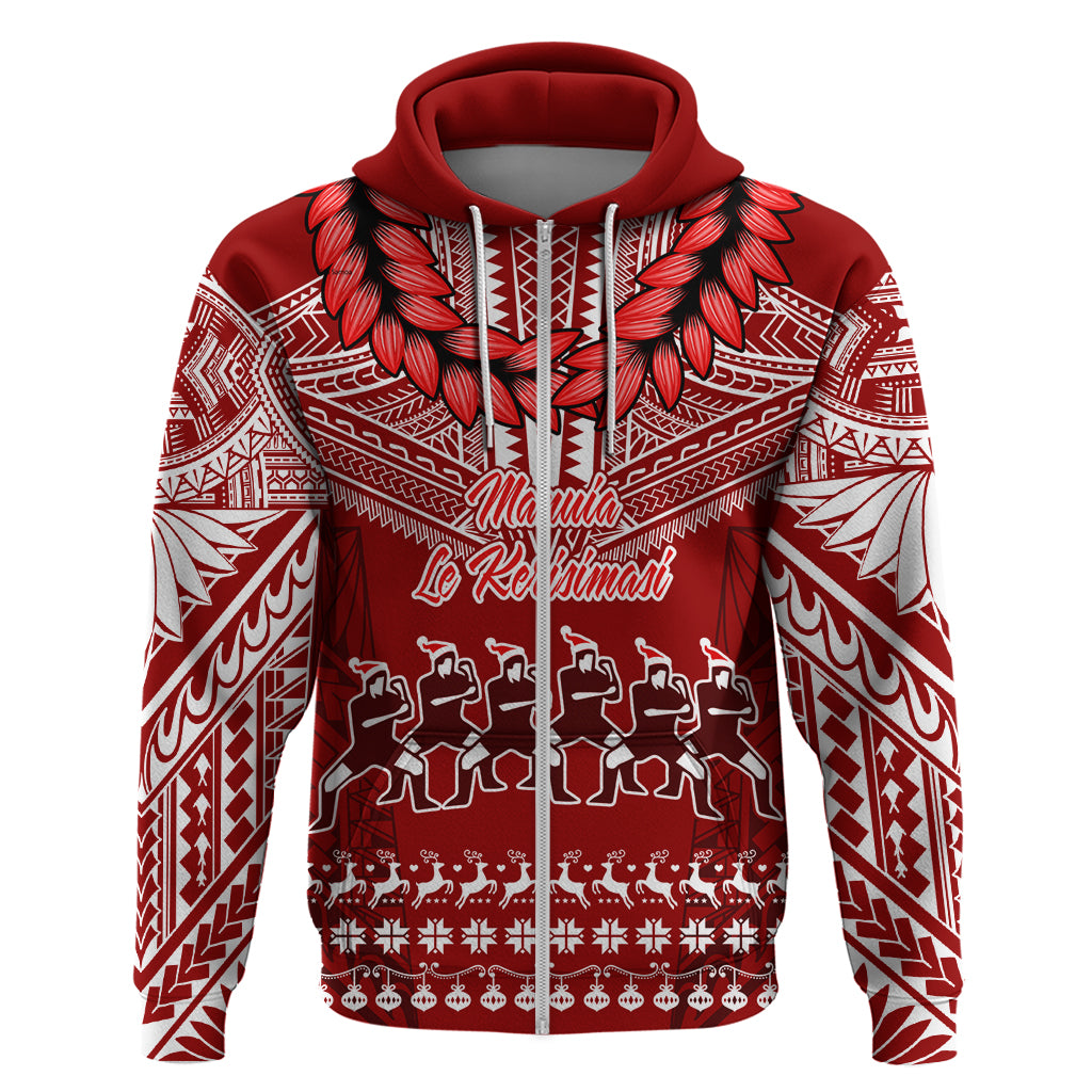 Personalised Toa Samoa Christmas Hoodie Samoa Siva Tau Manuia Le Kerisimasi Red Vibe LT9