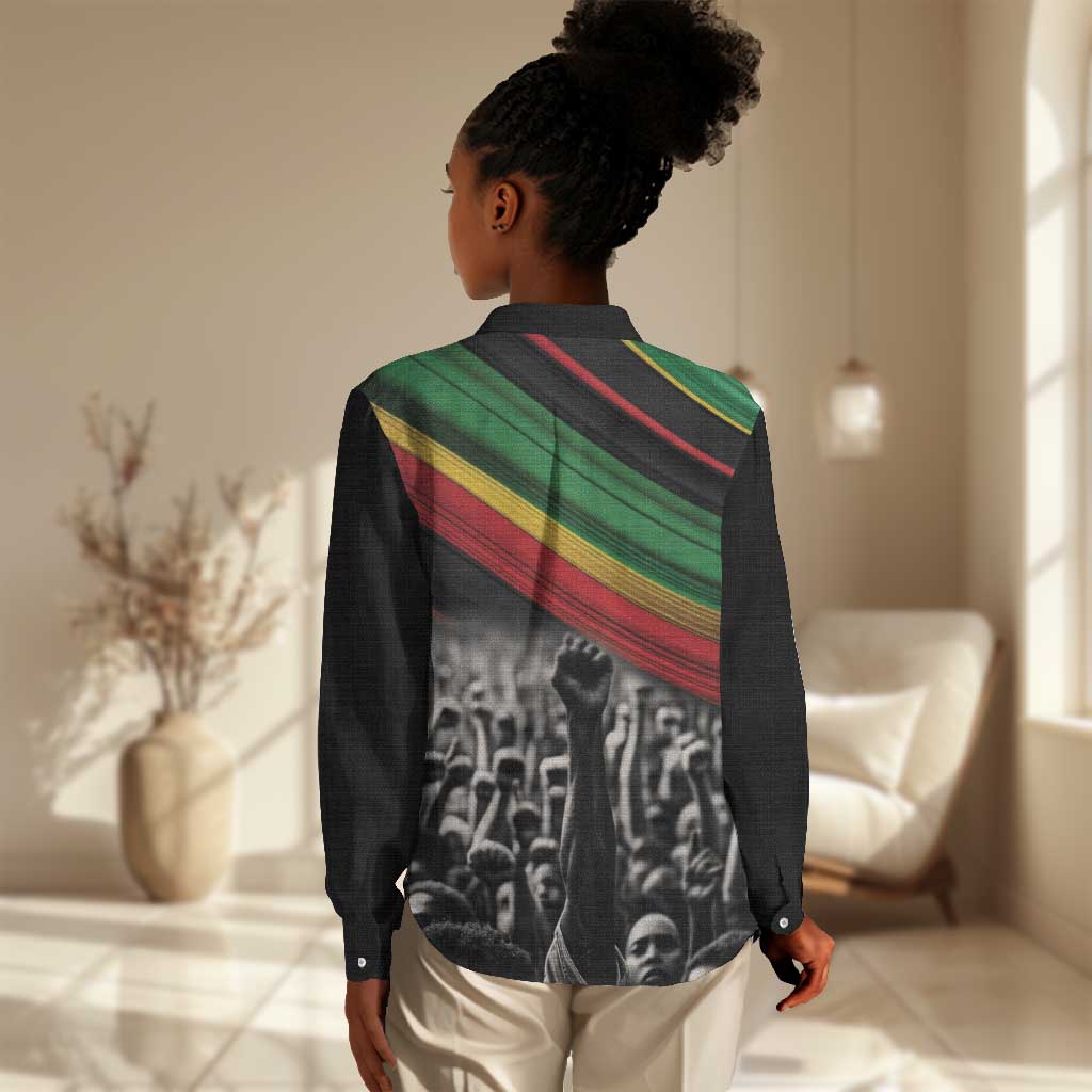 African-American History Month Women Casual Shirt Black Power Hand Make His-Herstories LT9