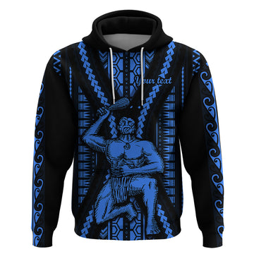 Personalised Aotearoa Father's Day Gift For Dad Hoodie Aroha Ahau Ki A Koe Papa - Blue Maori Style Pattern LT9