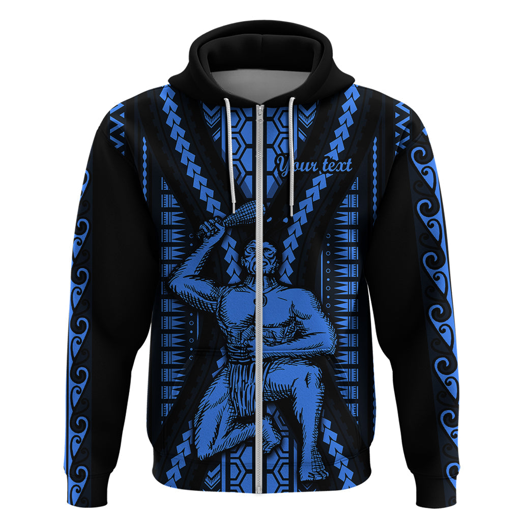 Personalised Aotearoa Father's Day Gift For Dad Hoodie Aroha Ahau Ki A Koe Papa - Blue Maori Style Pattern LT9