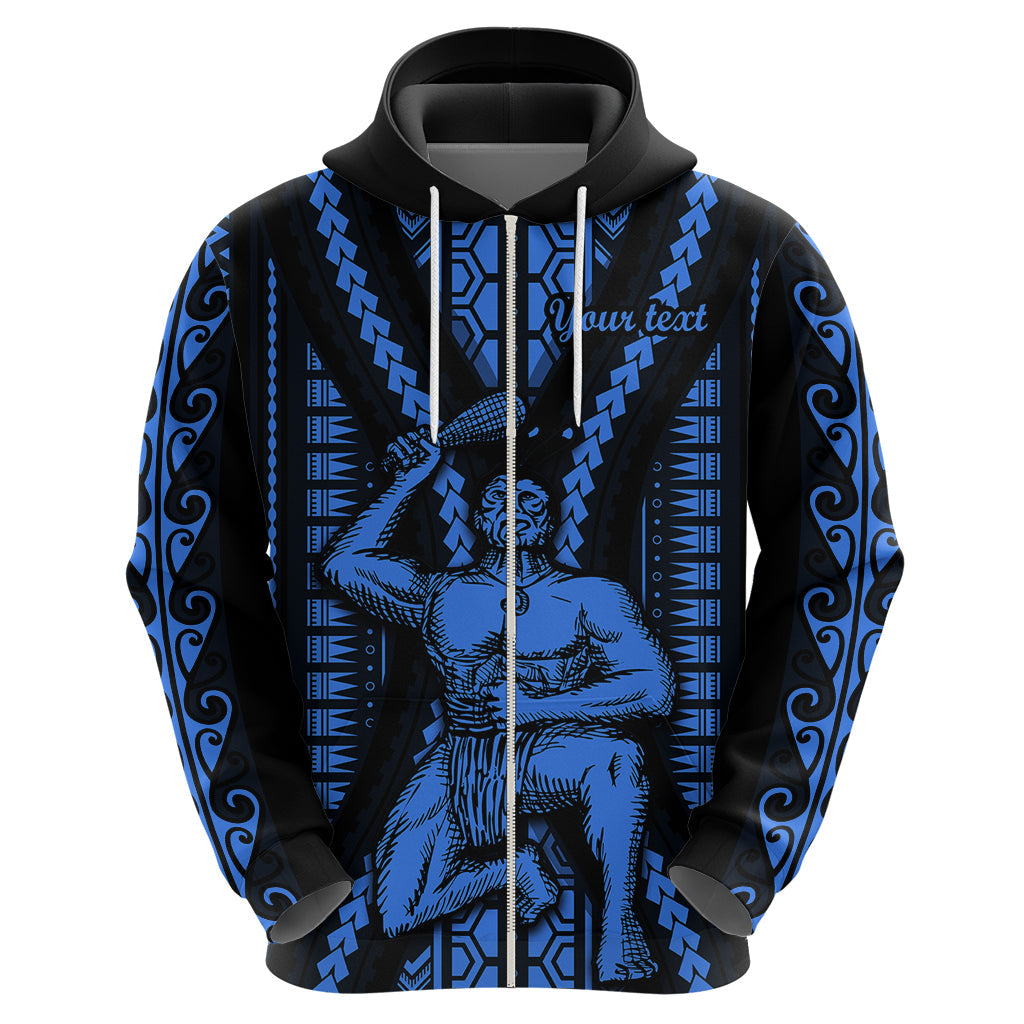 Personalised Aotearoa Father's Day Gift For Dad Hoodie Aroha Ahau Ki A Koe Papa - Blue Maori Style Pattern LT9