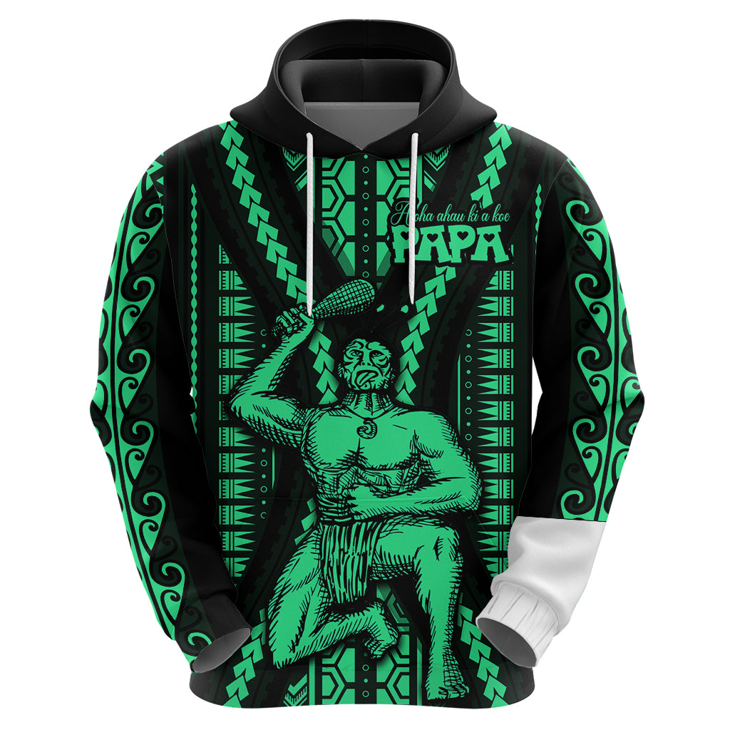 Maori Fathers Day New Zealand Hoodie Aroha Ahau Ki A Koe Papa - Green LT9