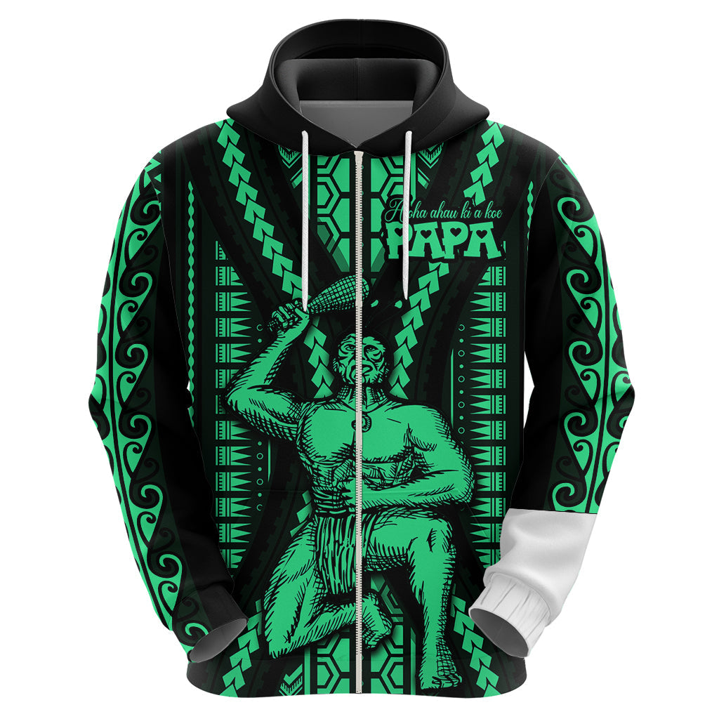 Maori Fathers Day New Zealand Hoodie Aroha Ahau Ki A Koe Papa - Green LT9