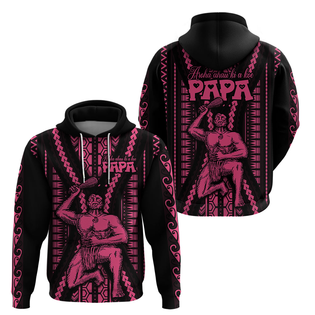 Maori Fathers Day New Zealand Hoodie Aroha Ahau Ki A Koe Papa - Pink LT9