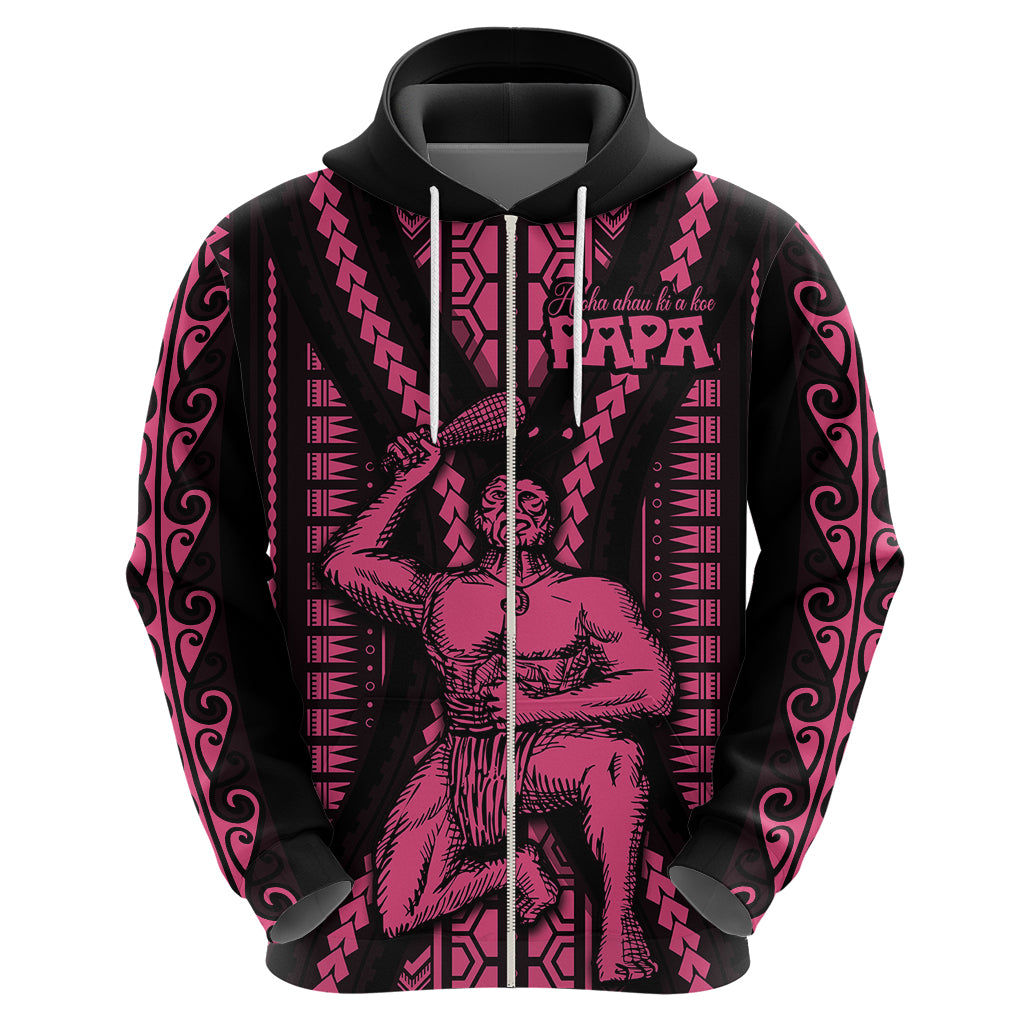 Maori Fathers Day New Zealand Hoodie Aroha Ahau Ki A Koe Papa - Pink LT9