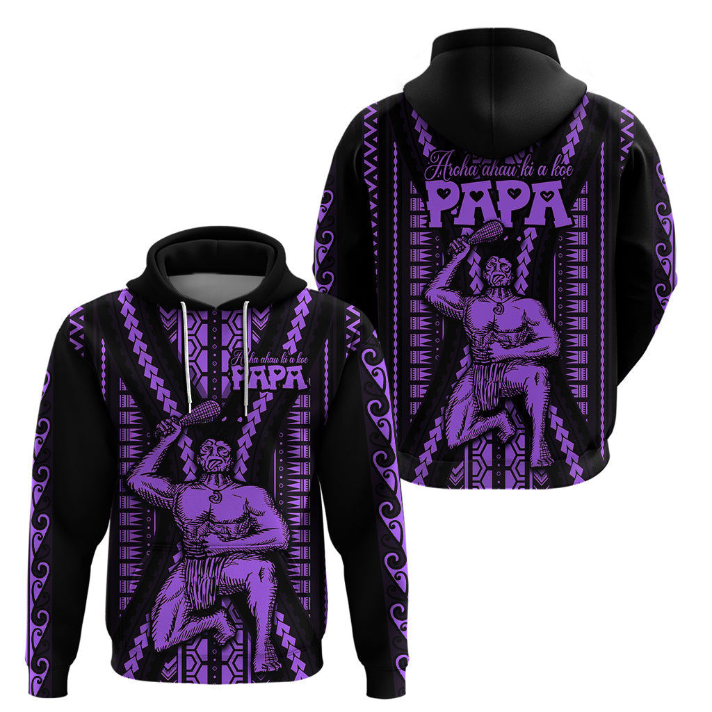 Maori Fathers Day New Zealand Hoodie Aroha Ahau Ki A Koe Papa - Purple LT9