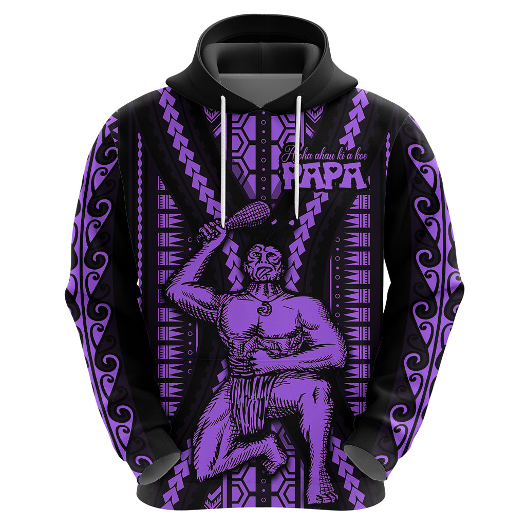 Maori Fathers Day New Zealand Hoodie Aroha Ahau Ki A Koe Papa - Purple LT9