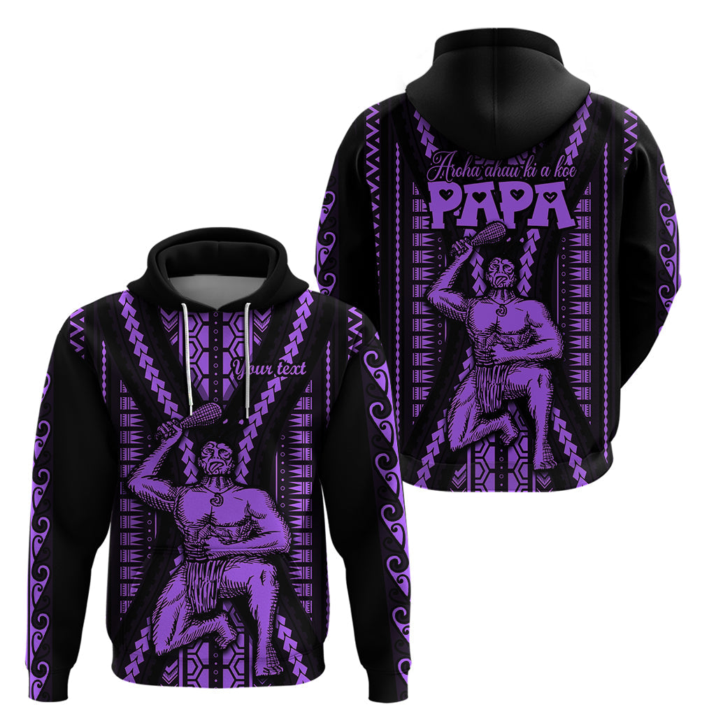 Custom Maori Fathers Day New Zealand Hoodie Aroha Ahau Ki A Koe Papa - Purple LT9