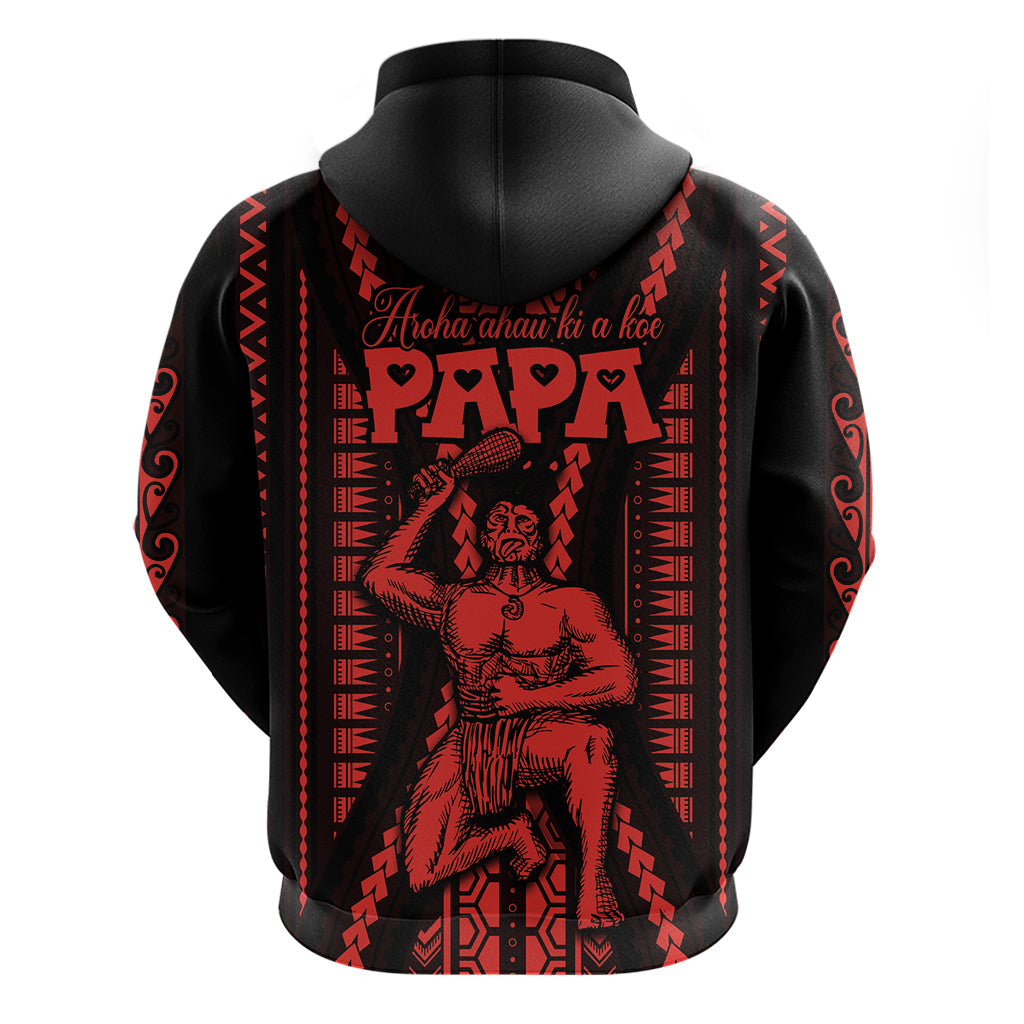 Maori Fathers Day New Zealand Hoodie Aroha Ahau Ki A Koe Papa - Red LT9