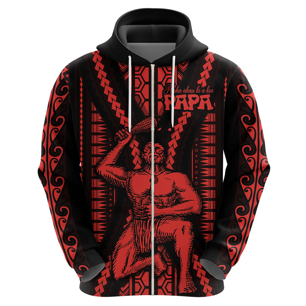 Maori Fathers Day New Zealand Hoodie Aroha Ahau Ki A Koe Papa - Red LT9