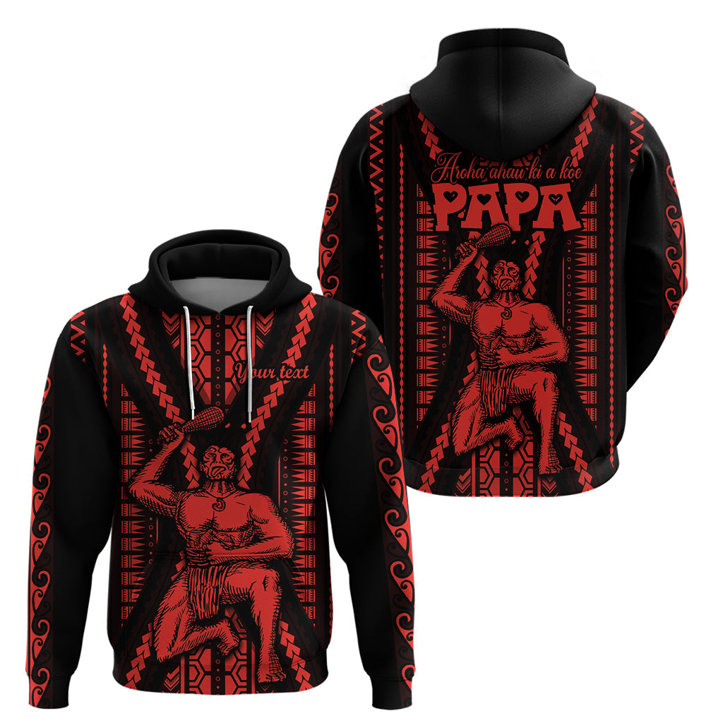 Custom Maori Fathers Day New Zealand Hoodie Aroha Ahau Ki A Koe Papa - Red LT9