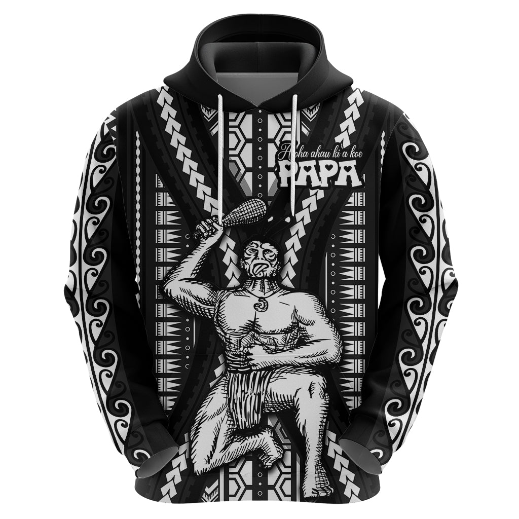 Maori Fathers Day New Zealand Hoodie Aroha Ahau Ki A Koe Papa - Black LT9