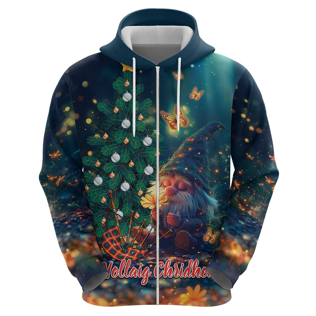 Nollaig Chridheil Scottish Gnome Hoodie Bagpies Musical and Chirstmas Tree LT9