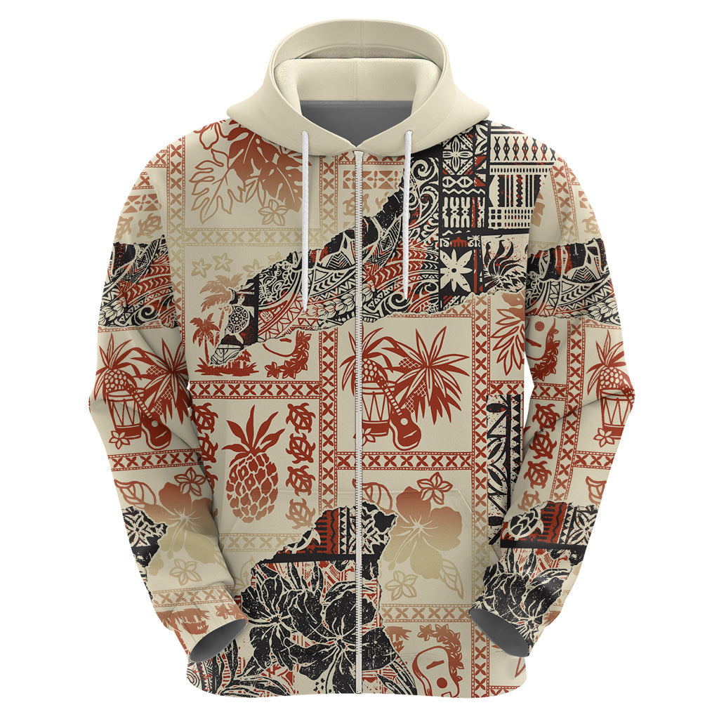 Hawaii Hoodie Aloha Tribal Pattern Beige Version LT9
