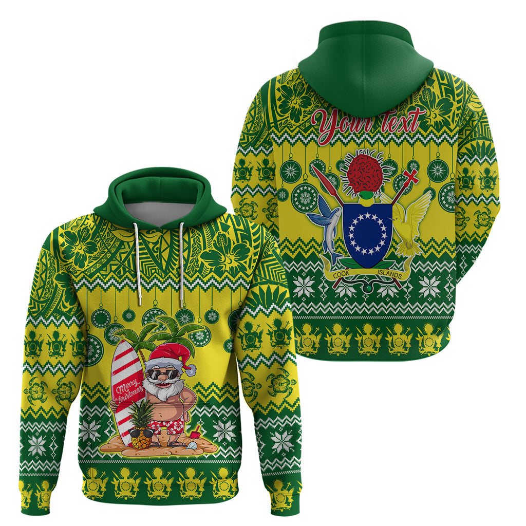 Personalised Cook Islands Christmas Hoodie Santa Beach Meri Kiritimiti LT9