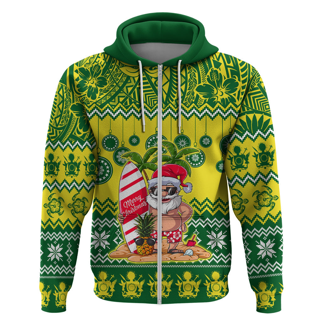 Personalised Cook Islands Christmas Hoodie Santa Beach Meri Kiritimiti LT9