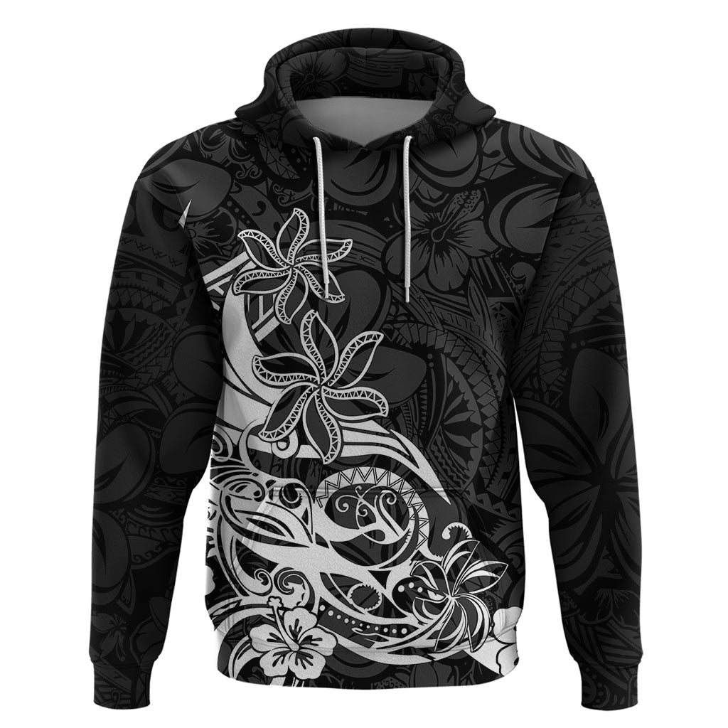 Polynesian Sunset Plumeria Hoodie Pacific Island Tribal Black Style LT9