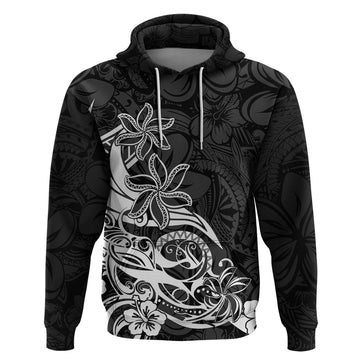 Polynesian Sunset Plumeria Hoodie Pacific Island Tribal Black Style LT9