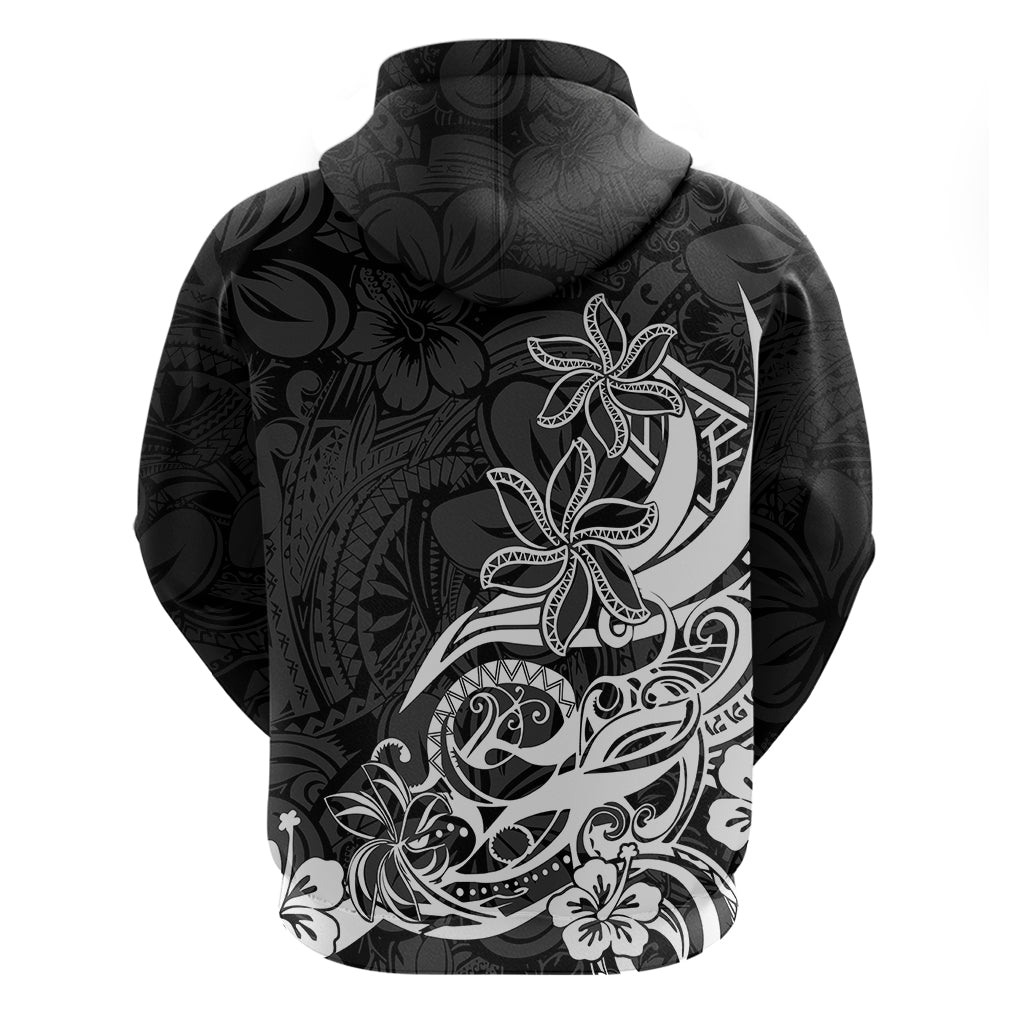 Polynesian Sunset Plumeria Hoodie Pacific Island Tribal Black Style LT9