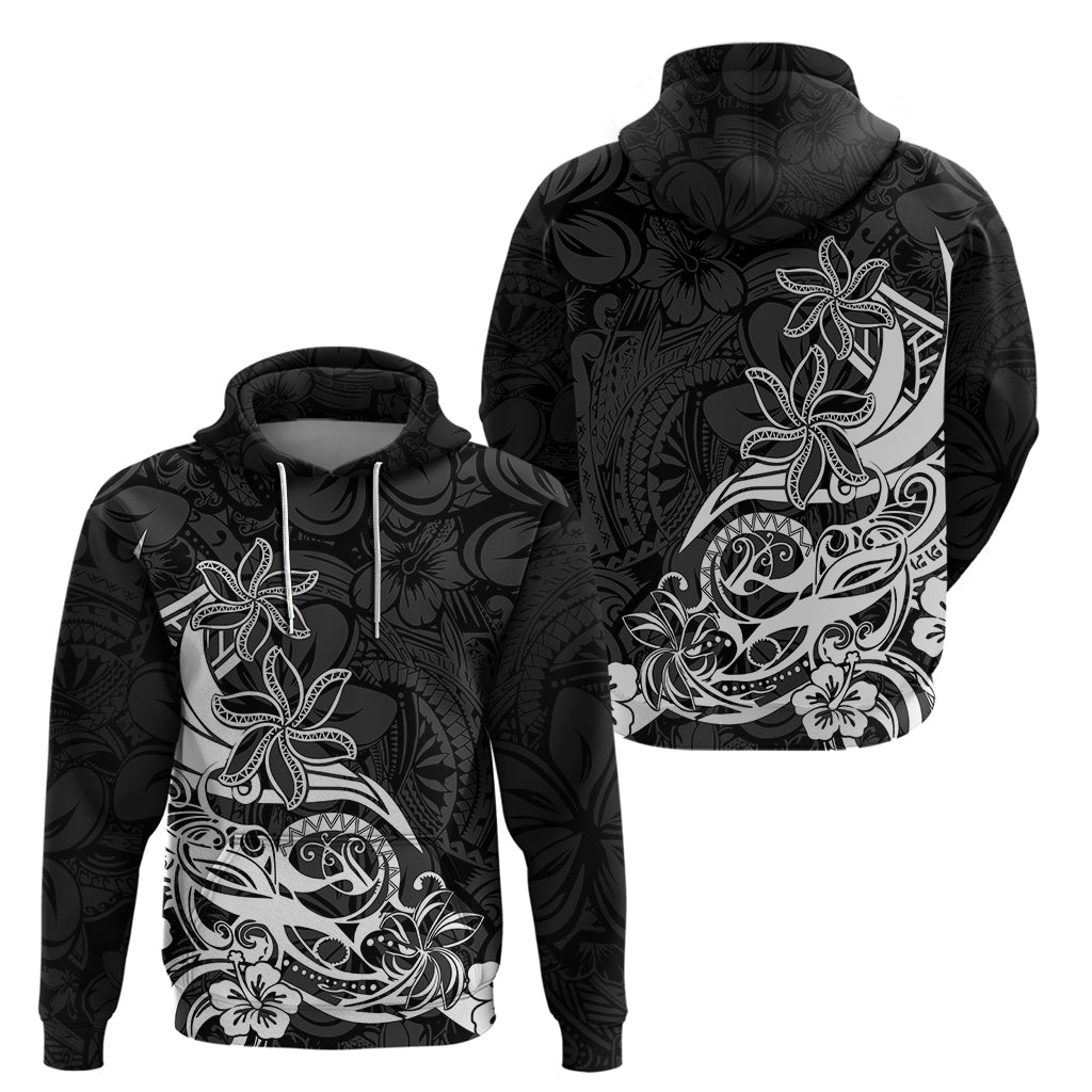 Polynesian Sunset Plumeria Hoodie Pacific Island Tribal Black Style LT9