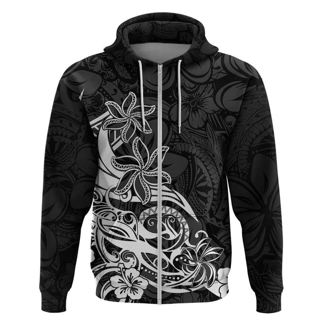 Polynesian Sunset Plumeria Hoodie Pacific Island Tribal Black Style LT9
