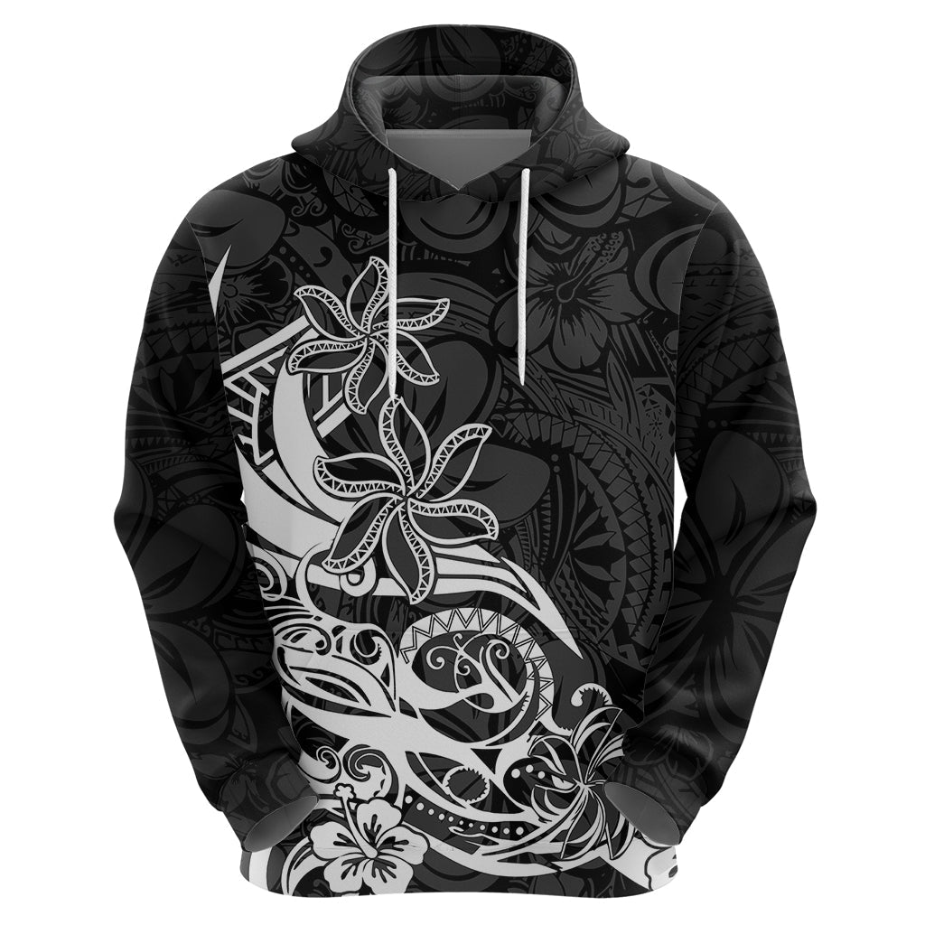 Polynesian Sunset Plumeria Hoodie Pacific Island Tribal Black Style LT9